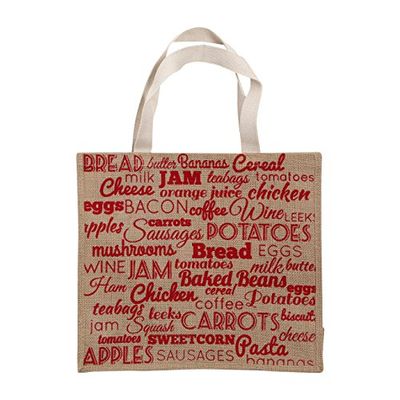 Premier Housewares Reusable Shopping Bag, Cotton, Hesian - Food Stuff