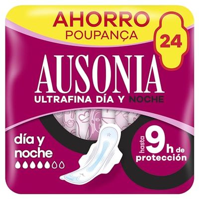 Ausonia Ultra fina com asas, noite, 24 unidades, até 9 horas de proteção