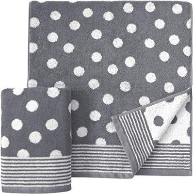 Dyckhoff Dots - Set di 2 Asciugamani a Pois, 25 x 25 x 6 cm, Colore: Grigio