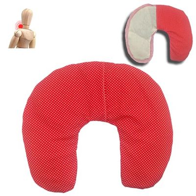 Cuscino termico cervicale con noccioli di ciliegia "Pois - rosso" 36 x 32 cm - ripieno con 600gr di noccioli di ciliegie bio- per terapie del freddo e del caldo - con fodera lavabile in lavatrice