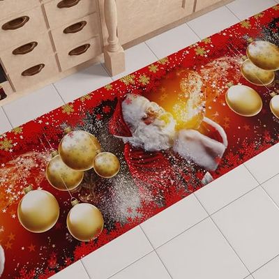 PETTI Artigiani Italiani - Tapis de Cuisine de Noël, Chemin de Cuisine de Noël, Tapis de Noël Antidérapant et Lavable, Tapis de Cuisine pour Noël, 52x140 cm, Fabriqué en Italie