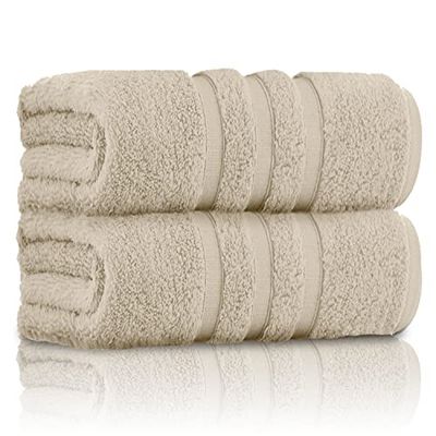 GC GAVENO CAVAILIA Confezione da 2 asciugamani ultra morbidi e super assorbenti, 550 g/m², 100% cotone, con trama egiziana, naturale, 80 x 140 cm