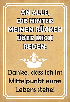 Schatzmix Spreuk Danke, dass ich in het middelpunt staande metalen bord 20x30 decoratieve blikken bord, blik, meerkleurig, 20x30 cm
