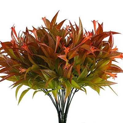NAHUAA Fake Flower Plants 4PCS Artificial Greenery Stems Morning Glory Shrubs Bushes Faux Outdoor Plants for Front Porch Window Box Table Centerpieces Home Summer Farmhouse Spray in Red
