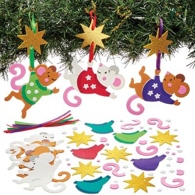 Baker Ross FN317 Kit de décoration de souris de Noël - paquet de 8, artisanat de Noël pour les enfants, décorations de Noël
