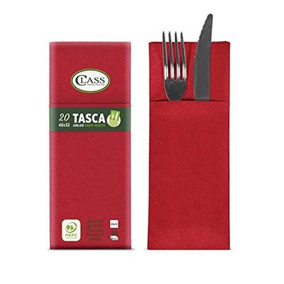 CLASS 10 C4032TA-110-PEFC Airlaid Guardanapo bolso para talheres, papel, vermelho, 40x32x0,8 cm, 20