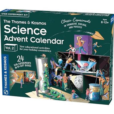Thames & Kosmos - Science Advent Calendar Vol 2-2024 Edition- Kids Science Kit for Holiday Season,Fun Learning Resources for Chemistry, Biology and Physics, For 1+ Players, Ages 8+