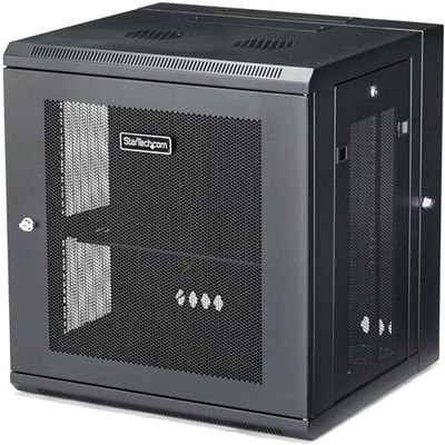 StarTech.com 4-Post 12U Wall Mount Network Cabinet with 1U Shelf, 19in Wall-Mounted Server Rack, Up to 16in Mounting Depth