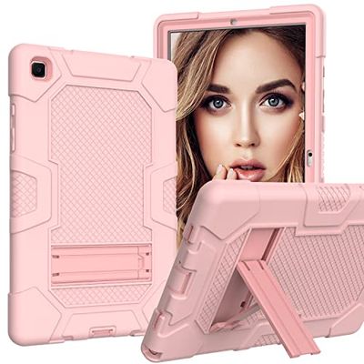 Samsung tab A7 10.4 T505/T500/T507/T505N 2020 fodral med stativ, slitstarkt, stötsäkert, hårt hybrid-tre lager skyddsfodral, mjukt skal, Apple surfplatta, silikonfodral (roséguld)