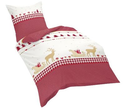 Fleuresse Zachte flanellen beddengoed, rood, 155 cm x 220 cm