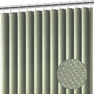 Clara Clark Sage Green Shower Curtain - Waterproof Shower Curtains for Bathroom, Waffle Shower Curtain Fabric, Bathroom Curtain, Fabric Shower Curtain 180 x 180 cm (71 x 71 Inch), Shower Curtain