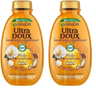 Garnier Ultra Doux Shampooing Nourrissant huile d'argan camélia 300 ml (Lot de 2)
