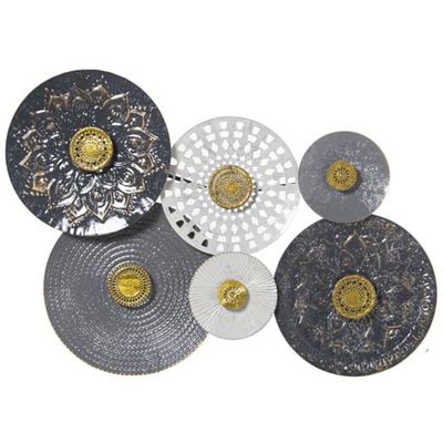 Alexandra House Living Décoration Murale Blanc Gris Métal Cercles 84 x 6 x 58 cm