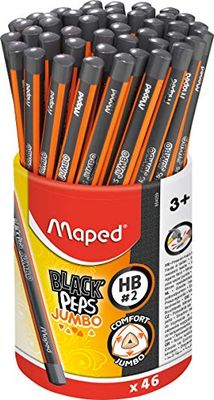 Maped 854059 Black 'Peps Jumbo olla de 46 lápices HB triangular