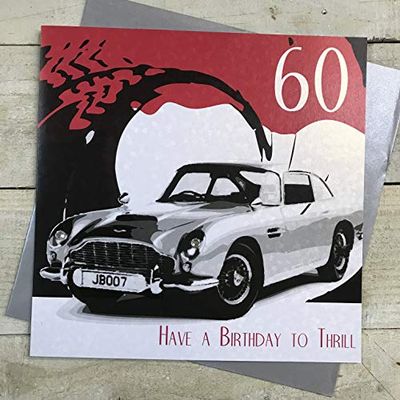 White Cotton Cards Duża 60 thrill ręcznie robiona karta na 60. urodziny, XSBA60