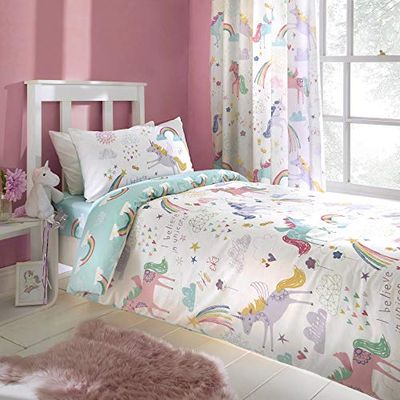 Bedlam, flickor, barn, dubbelsängöverdrag, påslakan, enhörningssängkläder, polyester, flerfärgad