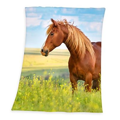 Herding YOUNG COLLECTION Fleecefilt, hästmotiv, 130 x 160 cm, polyester
