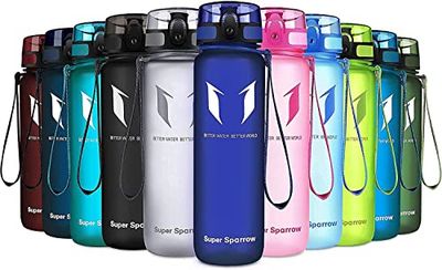 Super Sparrow Borraccia Sportiva & Bottiglia Bambini Senza Perdite - 1L Bottiglia Acqua Plastica Riutilizzabile - Senza BPA