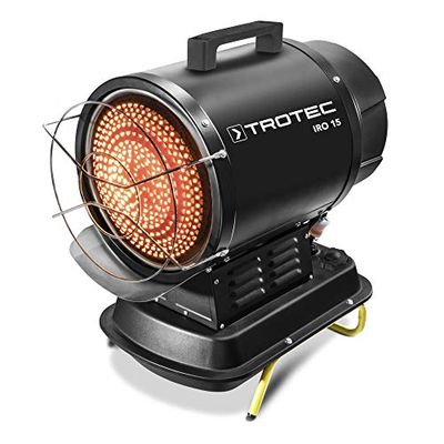 TROTEC Calefactor de Fueloil por Radiación Infrarroja IRO 15, Bajo Consumo, 20 kW, Sin Movimiento de Aire, Pantalla LED, Anti Sobrecalentamiento, Portátil, Negro, Oficina, Hogar