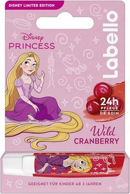 Labello Wild Cranberry Limited Disney Princess Edition, matita profumata per labbra con aroma fruttato, balsamo per labbra nutriente per bambini dai 3 anni in su, 4,8 g