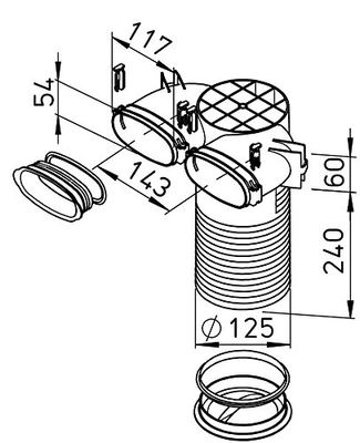 HELIOS FlexPipe Cassetta da soffitto/parete FRS-DWK 2-51/125