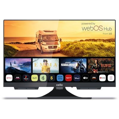 Cello C1924WS Trav 19" inch SMART 12V Camping Travel TV frameless Triple Tuner Bluetooth "WebOS by LG". "Pitch Perfect" speaker Disney+ Netflix camper vrachtwagen boot Made in Europe [2024]