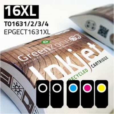 Cartucce/Toner ECONOMY Pack Epson GECT1631XN (2 unità) + GECT1632XC + GECT1633XM + GECT1634XY + Carta PHOTO A6 marca GREEN ZONE