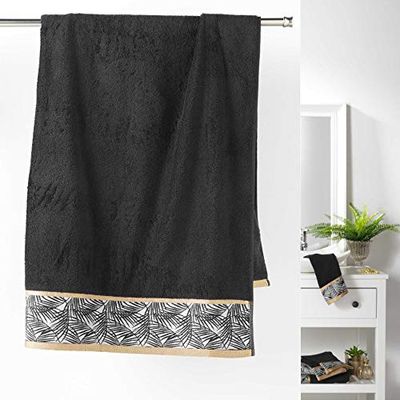 Douceur d'Intérieur, Drap de Bain (90 x 150 cm) Orbella Noir, Eponge Jacquard