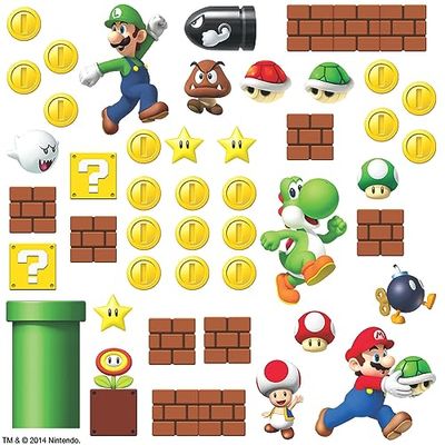 ROOM MATES RS400154 RoomMates, Adesivo da Parete, Motivo: Super Mario, Multicolore (Bunt), PVC