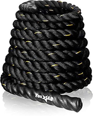 Yes4All EJ7F Battle Rope, 38 mm - 15 m trainingstouw, trainingstouw, 38 mm/50 mm diameter Poly Dacron 9m/12m/15m lengte