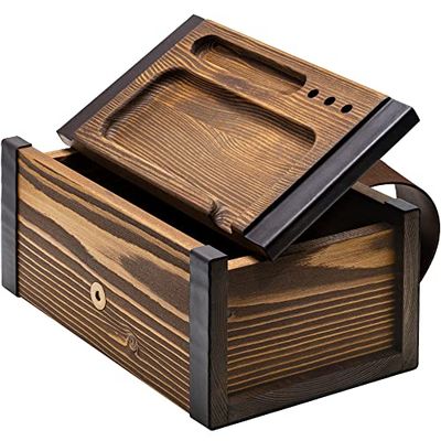 SPLENDSTOR Large Wooden Box with Decorative Wood Tray - Handcrafted in Europe - Great Storage Organizer to Keep Your Accessories and Essentials