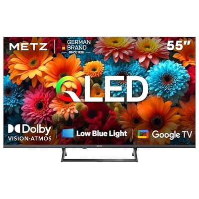 Metz TV QLED 55” 4K Smart Google TV 55MQF7500Z, HDR10+, Dolby Vision & Atmos, MEMC, Riduzione Luce Blu EyeCare, Telecomando Bluetooth, Sintonizzatore DVB-T2/C/S2