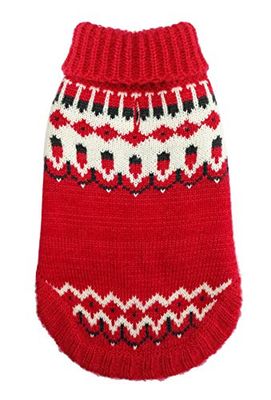 Hip Doggie HD-7ICRD-XS Icelandic Sweater, XS, Rosso