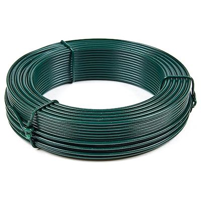 Flandria Spanningsdraad metaal gelamineerd groen Ø 2,7 mm rol 50 m metaaldraad PVC gecoate spandraad hek, tuin, doe-het-zelf