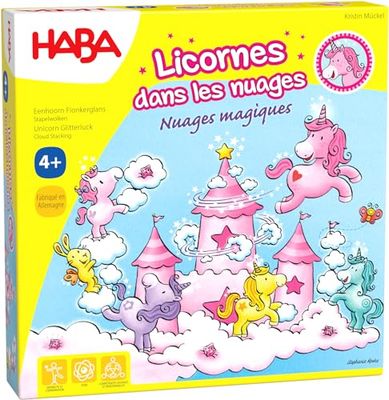 HABA - Licornes dans Les Nuages - Nuages Magiques - Jeu de Société Endant - Jeu Coopératif et Ludique - pour Les Fans de Licornes - 4 Ans et Plus - 304540