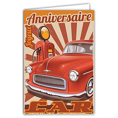 Afie 65-1301 Red Vintage Retro Mechanical Birthday Card with White Envelope 12 x 17.5 cm