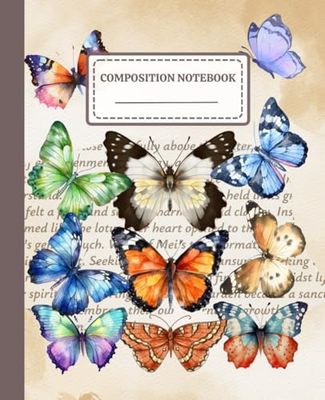 Vintage Butterfly Composition Notebook – College Ruled Journal with Elegant Classic Aesthetic for School, Work & Daily Writing