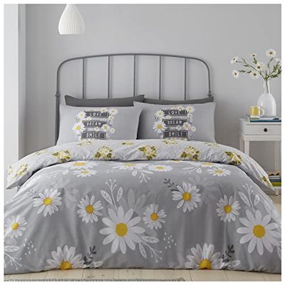 GC GAVENO CAVAILIA Set copripiumino con fiori di alta qualità, caldo e comodo, per letto king size, grigio, traspirante (230 x 220cm)