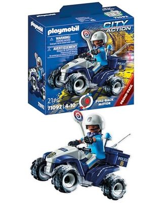 PLAYMOBIL City Action 71092 Police Quad with Pullback Motor, Toy for Children Ages 4+
