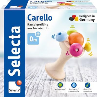 Selecta 61061 Carello, drewniana zabawka do chwytania, 12 cm