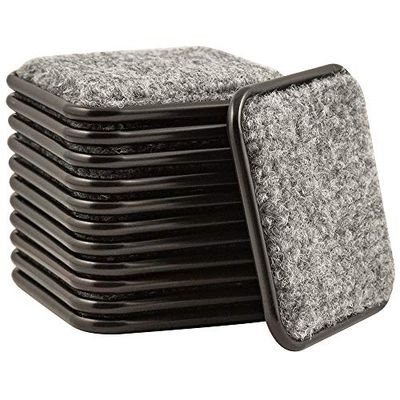 SoftTouch Lot de 12 roulettes carrées réutilisables de 6,3 cm pour protéger Les sols en Bois Dur, carrelage ou stratifié, Marron/Gris