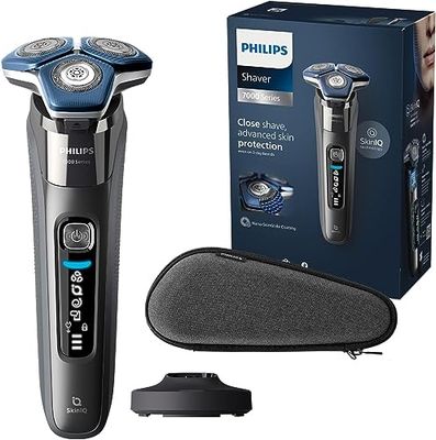 Philips Shaver Series 7000 - Wet & Dry Mens Electric Shaver with SkinIQ Technology, Pop-up Trimmer, Charging Stand, Travel Case and Cleaning Brush (Model S7887/35)