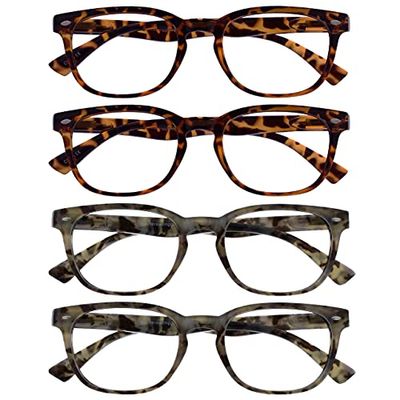 OPULIZE Marrone Grigio Lettori Valore 4 Pacco Stile Gregory Peck Uomo Donna Cerniere Molla Rrrr14-2T2T77 +1,00-88 Gr
