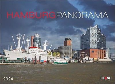 Calendrier de voyage panoramique Hambourg 2024 avec 12 superbes cartes postales de la ville hanséatique Calendrier 2024 23 x 17 cm paysage
