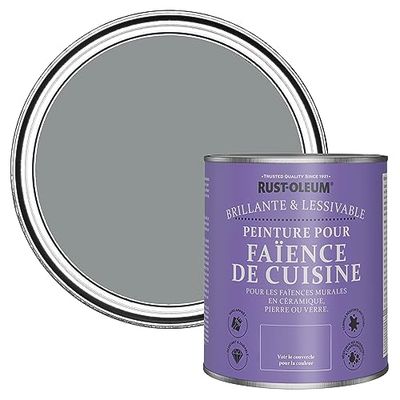 Rust-Oleum Peinture Grise Résistante à l'eau pour Faïence de Cuisine, Finition Brillante - Anthracite 750ml
