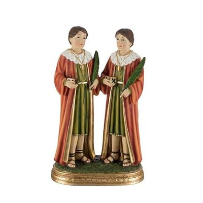 Statuina San Cosme e San Damian Resina dipinta a mano 20 cm