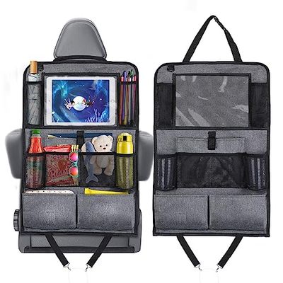 Romon Organisateur de Voiture Enfant Facile à Entretenir, Organisateur Voiture Arrière Support pour Tablette Transparent avec 10 poches, Protection Siege