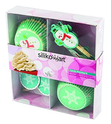 Silikomart | Kit de Moldes para Hornear compuesto por Set de 24 Cases de Papel + 24 Cake Topper, Fantasía Picks Invierno, Material Papel, Desechables, Medidas 160 x 160 x 35 mm