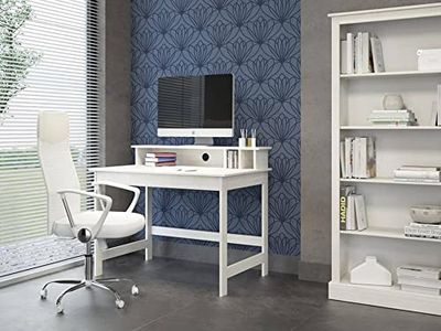 Dmora Écriteau en pin Tinto Blanc et Plateau relevable en MDF, 110 x 68,50 x 76-91 cm avec Compartiment sous-Plat