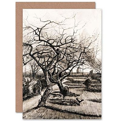 Vincent Van Gogh Parsonage Garden Nuenen Winter Fine Art Greeting Card Plus Envelope Blank Inside Jardin L'hiver